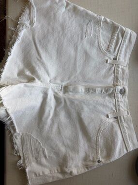 Levi's White High-Rise Mom Shorts